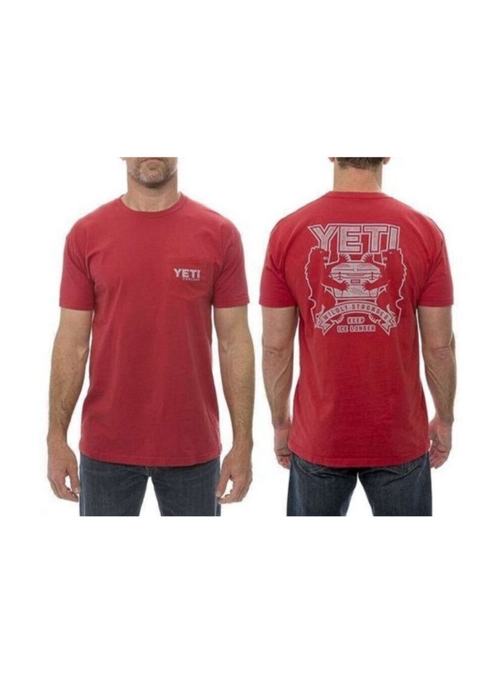 Yeti T Shirt Coolers 'Wildly Stronger' Pocket Short Sleeve Size XXL Red Y2K